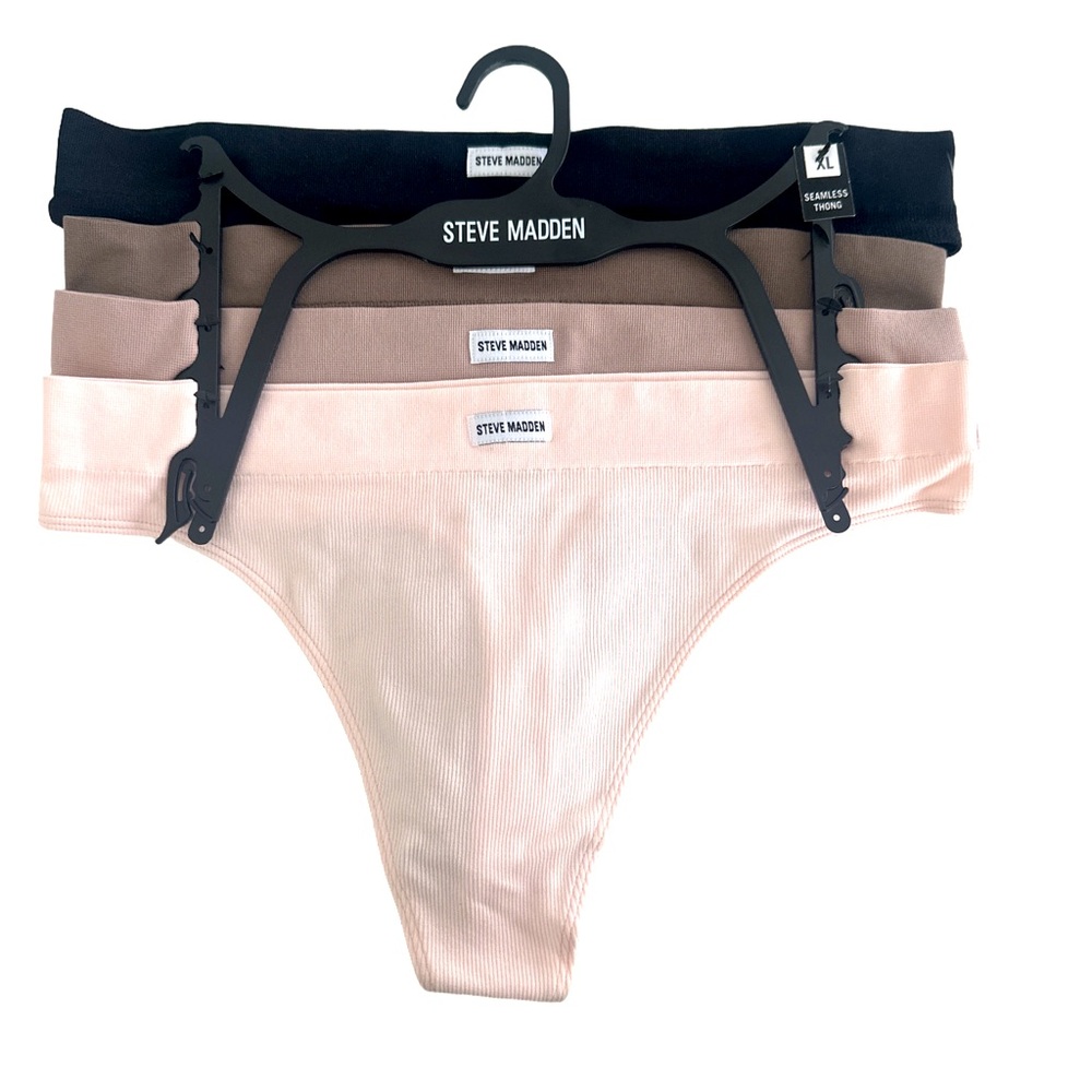 Steve Madden 4 Pack Ribbed Thong Underwear
